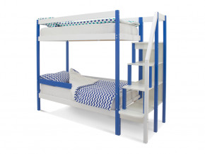 Двухъярусная кровать Svogen с бортиком синий-белый в Кушве - kushva.magazinmebel.ru | фото