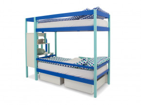 Двухъярусная кровать Svogen с ящиками и бортиком мятно-синий в Кушве - kushva.magazinmebel.ru | фото - изображение 4