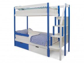Двухъярусная кровать Svogen с ящиками и бортиком сине-белый в Кушве - kushva.magazinmebel.ru | фото - изображение 1