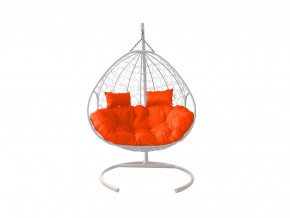 Кокон Для двоих с ротангом оранжевая подушка в Кушве - kushva.magazinmebel.ru | фото