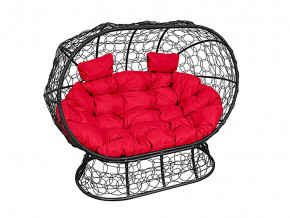 Кокон Лежебока на подставке с ротангом красная подушка в Кушве - kushva.magazinmebel.ru | фото - изображение 1