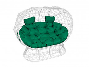 Кокон Лежебока на подставке с ротангом зелёная подушка в Кушве - kushva.magazinmebel.ru | фото - изображение 1