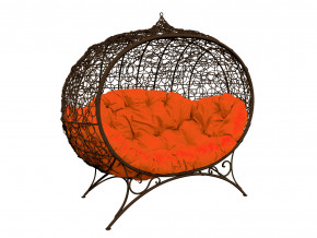 Кокон Улей на ножках с ротангом оранжевая подушка в Кушве - kushva.magazinmebel.ru | фото - изображение 1