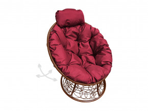 Кресло Папасан мини пружинка с ротангом бордовая подушка в Кушве - kushva.magazinmebel.ru | фото