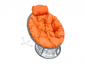 Кресло Папасан мини пружинка с ротангом оранжевая подушка в Кушве - kushva.magazinmebel.ru | фото