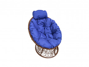 Кресло Папасан мини с ротангом синяя подушка в Кушве - kushva.magazinmebel.ru | фото