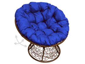 Кресло Папасан пружинка с ротангом синяя подушка в Кушве - kushva.magazinmebel.ru | фото