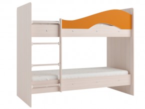 Кровать 2-х ярусная Мая на латофлексах млечный дуб, оранжевая в Кушве - kushva.magazinmebel.ru | фото