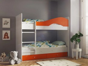 Кровать 2-х ярусная Мая с ящиками на латофлексах белый-оранж в Кушве - kushva.magazinmebel.ru | фото