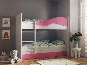 Кровать 2-х ярусная Мая с ящиками на латофлексах белый-розовый в Кушве - kushva.magazinmebel.ru | фото - изображение 1