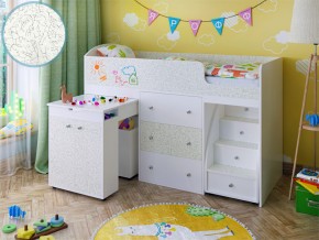 Кровать чердак Малыш 80х180 белый с фасадом для рисования феритейл в Кушве - kushva.magazinmebel.ru | фото - изображение 1