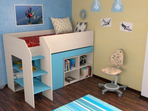 Кровать чердак Теремок 2 Голубой в Кушве - kushva.magazinmebel.ru | фото - изображение 1