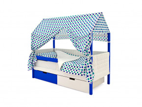 Кровать-домик мягкий Svogen с ящиками и бортиком сине-белый в Кушве - kushva.magazinmebel.ru | фото - изображение 3