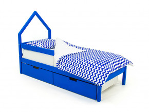 Кровать-домик мини Svogen с ящиками и бортиком синий в Кушве - kushva.magazinmebel.ru | фото