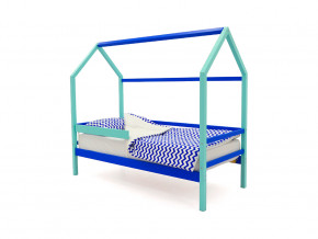 Кровать-домик Svogen с бортиком мятно-синий в Кушве - kushva.magazinmebel.ru | фото - изображение 1