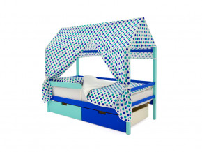 Кровать-домик Svogen с ящиками и бортиком мятно-синий в Кушве - kushva.magazinmebel.ru | фото - изображение 5
