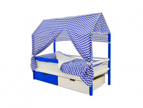 Кровать-домик Svogen с ящиками и бортиком сине-белый в Кушве - kushva.magazinmebel.ru | фото - изображение 4