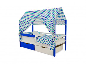 Кровать-домик Svogen с ящиками и бортиком сине-белый в Кушве - kushva.magazinmebel.ru | фото - изображение 5