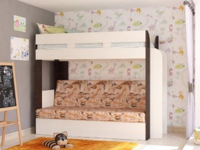 Кровать двухъярусная Карамель 75 венге ткань савана в Кушве - kushva.magazinmebel.ru | фото