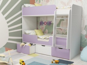Кровать двухъярусная Малыш двойняшка белый-ирис в Кушве - kushva.magazinmebel.ru | фото