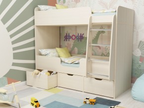 Кровать двухъярусная Малыш двойняшка дуб молочный в Кушве - kushva.magazinmebel.ru | фото
