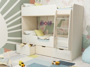 Кровать двухъярусная Малыш двойняшка дуб молочный-феритейл в Кушве - kushva.magazinmebel.ru | фото - изображение 1