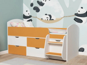 Кровать Малыш-7 белое дерево-оранжевый в Кушве - kushva.magazinmebel.ru | фото