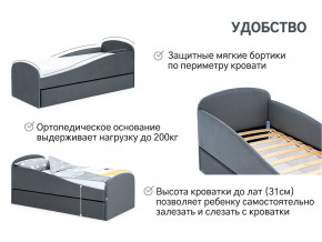 Кровать с ящиком Letmo графит (велюр) в Кушве - kushva.magazinmebel.ru | фото - изображение 11