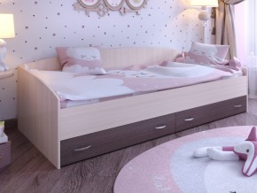 Кровать с выкатными ящиками Дуб молочный-Бодего в Кушве - kushva.magazinmebel.ru | фото