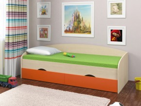 Кровать Соня 2 дуб молочный-оранжевый в Кушве - kushva.magazinmebel.ru | фото - изображение 1