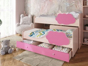 Кровать Соник с ящиком млечный дуб-розовый в Кушве - kushva.magazinmebel.ru | фото