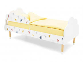 Кровать Stumpa Облако бортик, рисунок Треугольники желтый, синий, розовый в Кушве - kushva.magazinmebel.ru | фото