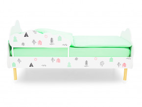 Кровать Stumpa Облако с бортиком рисунок Домики розовый, бирюзовый в Кушве - kushva.magazinmebel.ru | фото - изображение 3