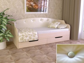 Кровать Юниор Тип 2 дуб молочный-белый перламутр 800х1600 в Кушве - kushva.magazinmebel.ru | фото