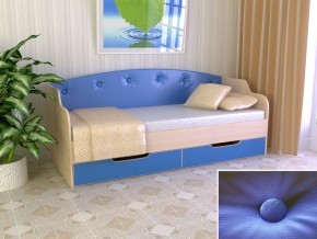 Кровать Юниор Тип 2 дуб молочный/синий 900х2000 в Кушве - kushva.magazinmebel.ru | фото