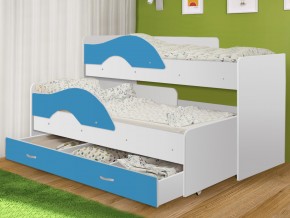 Кровать выкатная Радуга с ящиком 80х160 белая-голубой в Кушве - kushva.magazinmebel.ru | фото