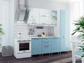 Кухня 2100 Бьянка голубые блестки в Кушве - kushva.magazinmebel.ru | фото