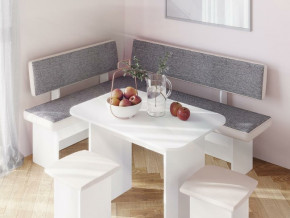 Кухонный уголок Парма Белый, ткань серая в Кушве - kushva.magazinmebel.ru | фото - изображение 3