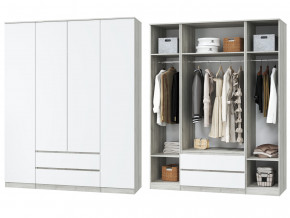 Шкаф для одежды четырехдверный Лори дуб серый, белый в Кушве - kushva.magazinmebel.ru | фото