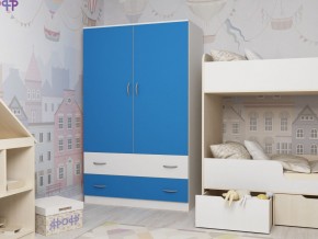 Шкаф двухстворчатый белый-голубой в Кушве - kushva.magazinmebel.ru | фото