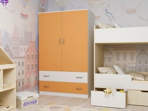 Шкаф двухстворчатый белый-оранж в Кушве - kushva.magazinmebel.ru | фото - изображение 1