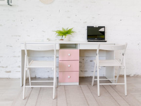 Стол письменный двухместный В 5 розовый в Кушве - kushva.magazinmebel.ru | фото