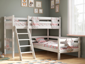 Угловая кровать Соня Вариант 8 с наклонной лестницей белая в Кушве - kushva.magazinmebel.ru | фото - изображение 1